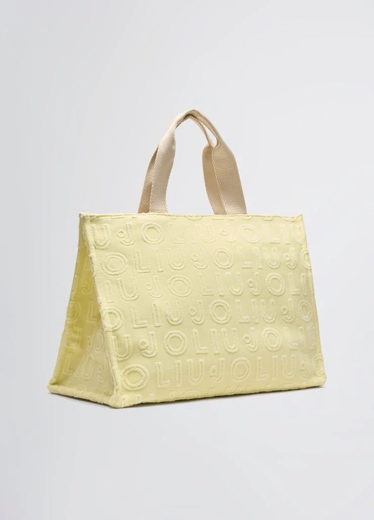 Yellow jacquard tote bag