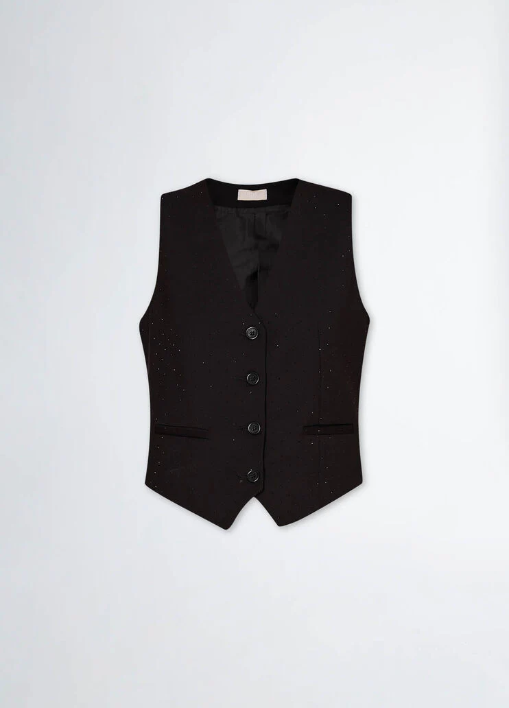 Twill waistcoat with appliqués