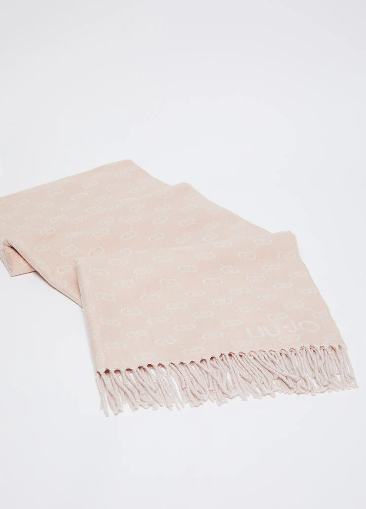 Stole with lurex jacquard logo