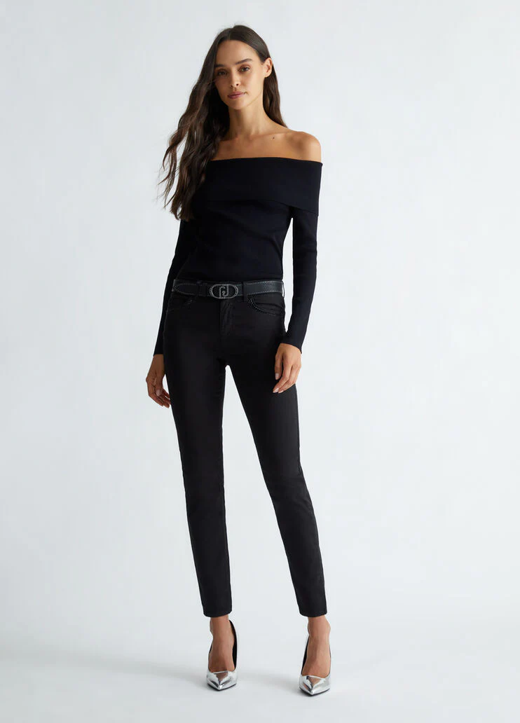 Bottom up trousers with rhinestones