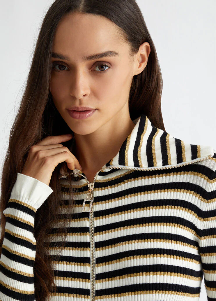 Striped knit cardigan