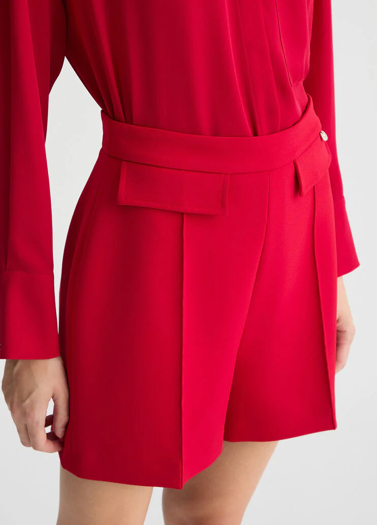 Red high-rise shorts