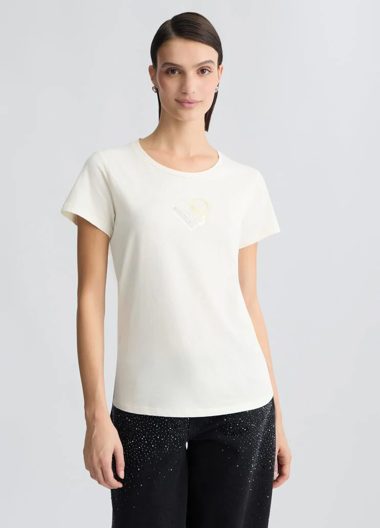 T-shirt with logo and gemstones