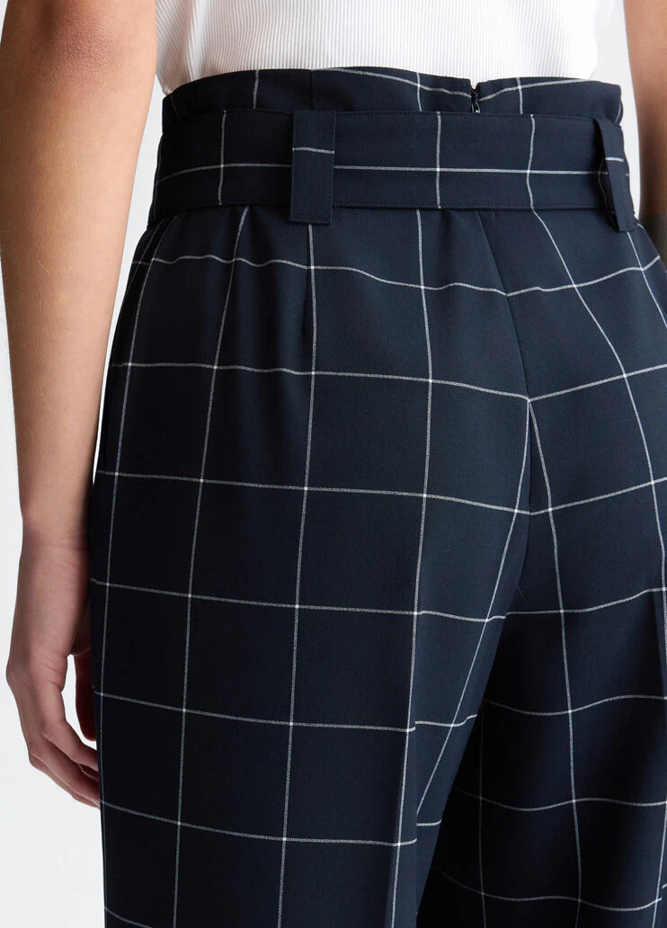High-rise check trousers