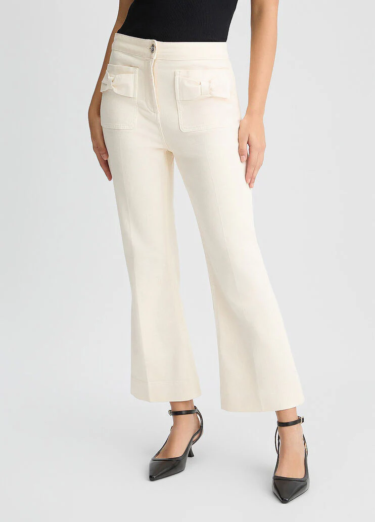 Cropped flared cotton trousers