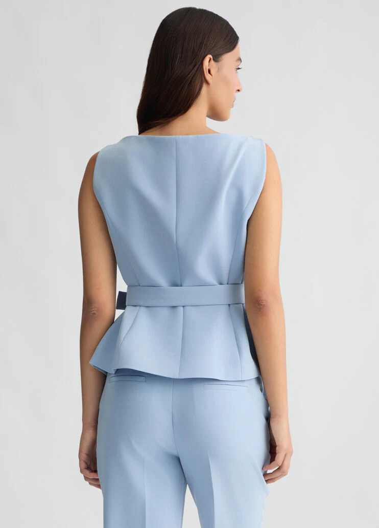 Double-breasted waistcoat with belt