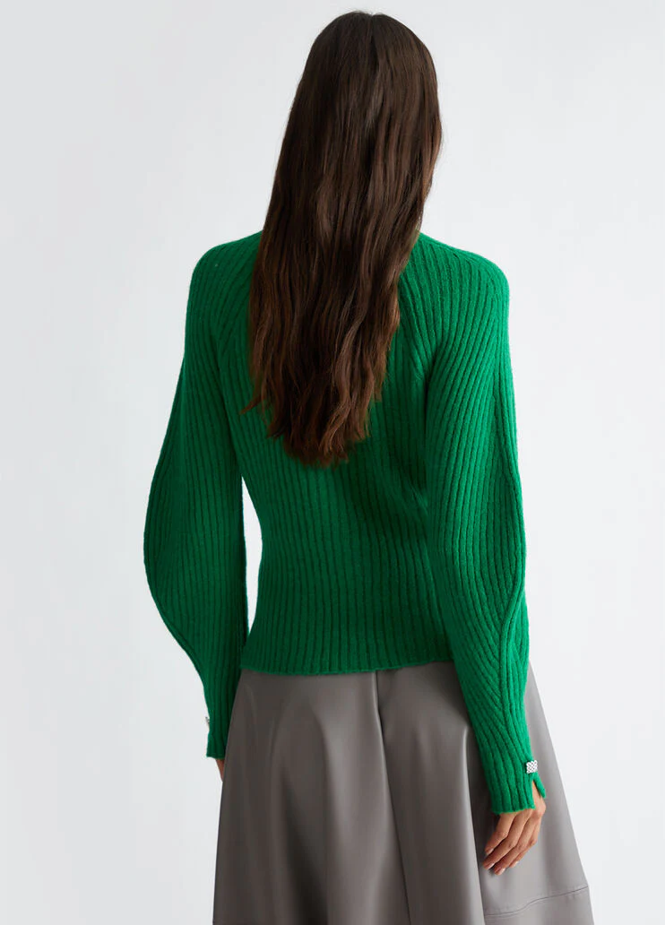 Rib-knit wool-blend sweater
