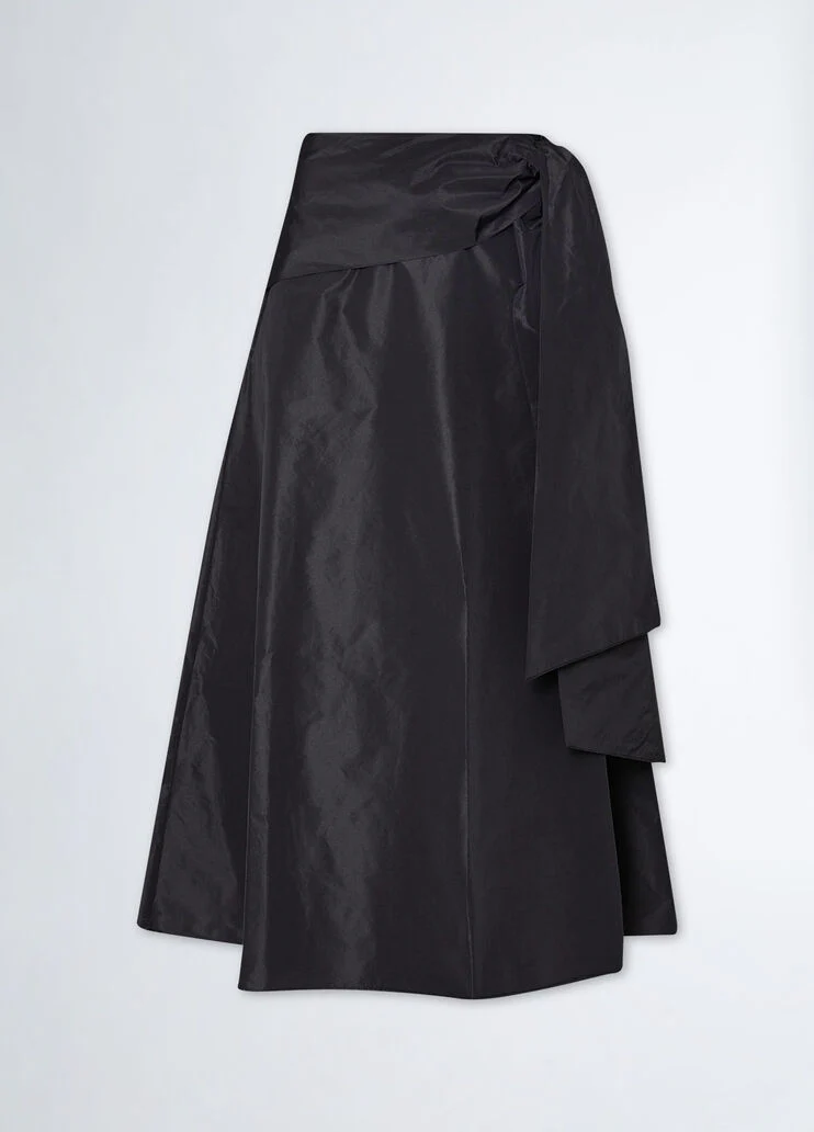 Long black taffeta skirt