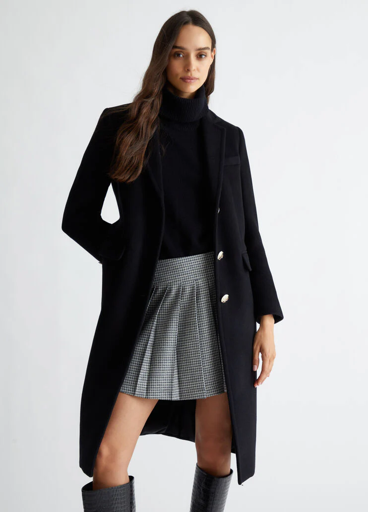 Slim-fit wool-blend coat