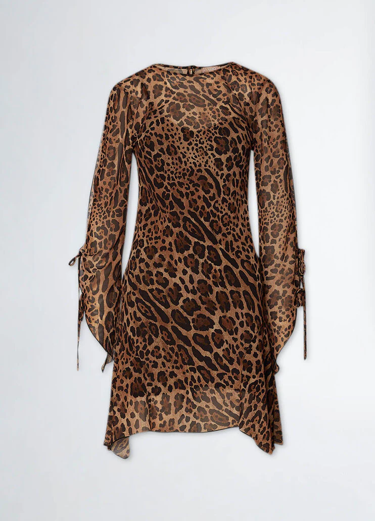 Short animal-print tulle dress