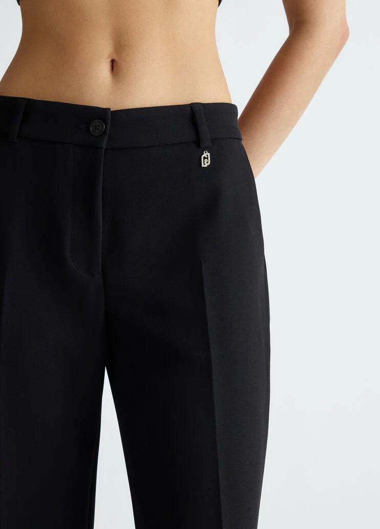 Flared crepe trousers