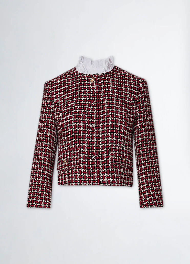 Tweed jacket with collar