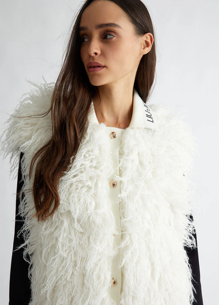 Faux fur maxi-gilet