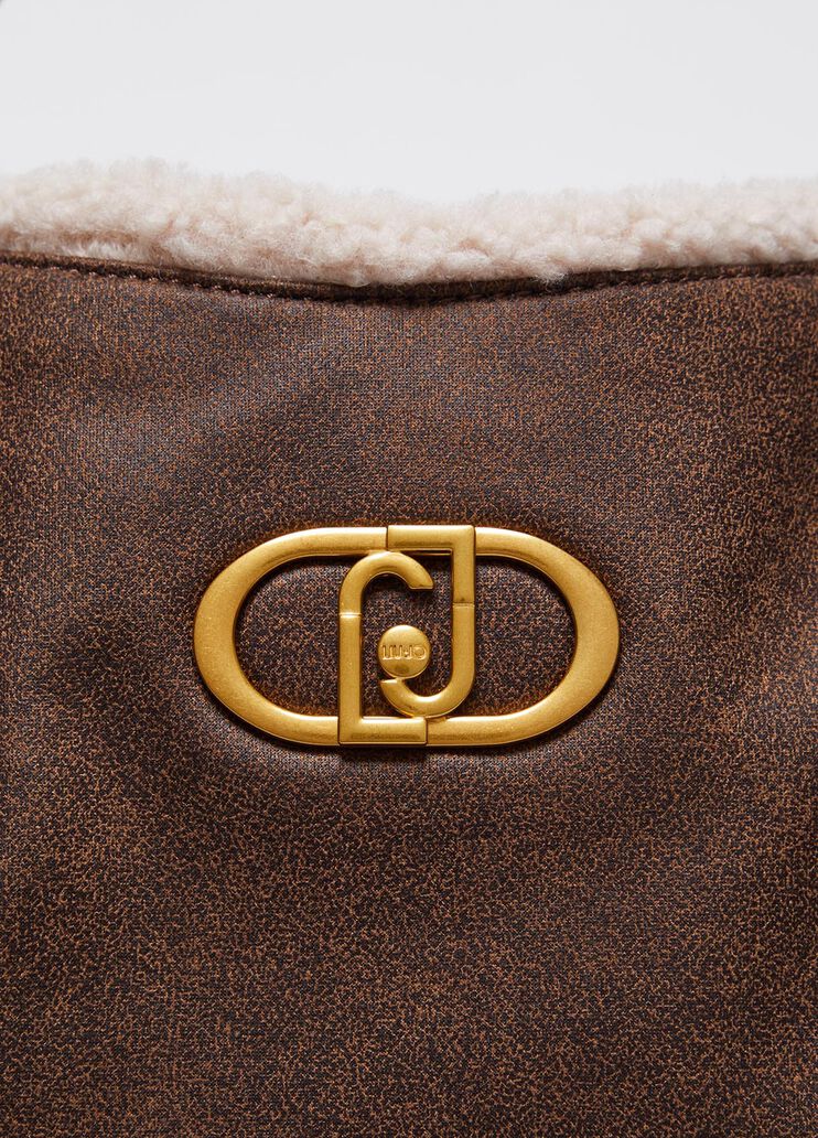 Coated fabric tote bag with clutch