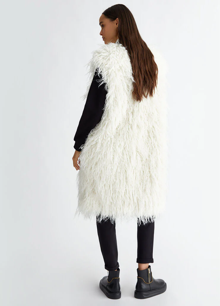 Faux fur maxi-gilet