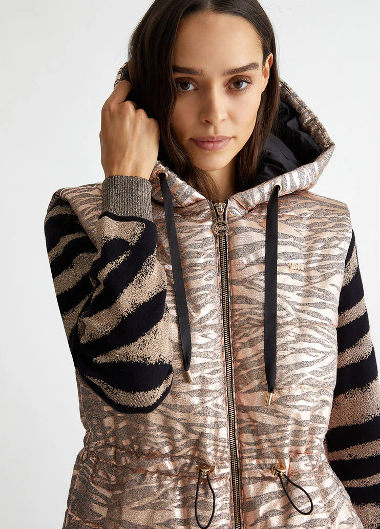 Padded animal-print gilet