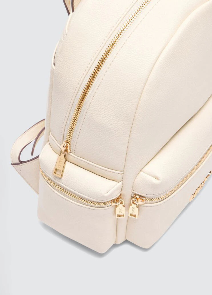 White backpack with logo