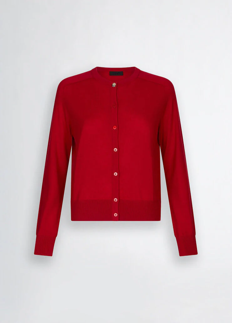 Red cashmere and wool cardigan