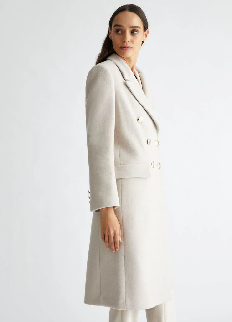 Double-breasted wool-blend coat