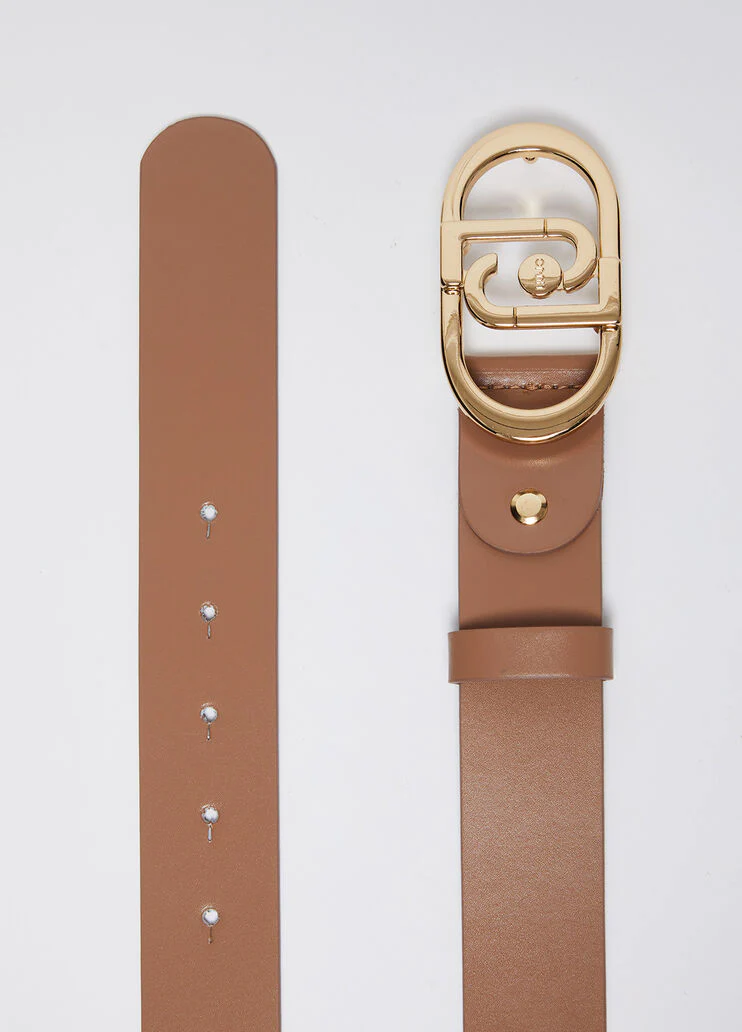 Leather belt with logo
