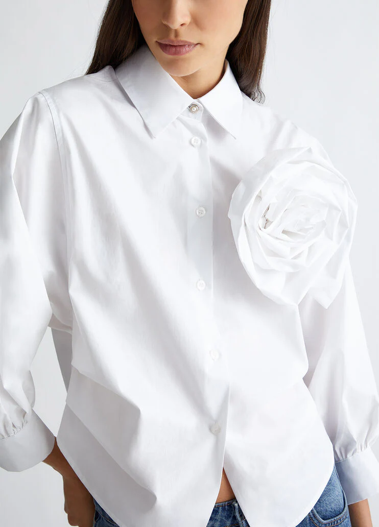 Poplin shirt with brooch