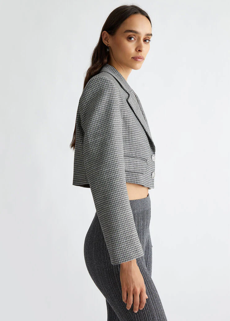 Cropped checked blazer