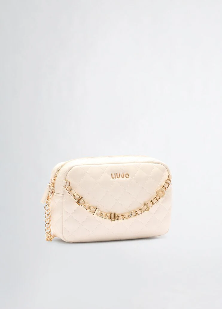 Quilted beige crossbody bag