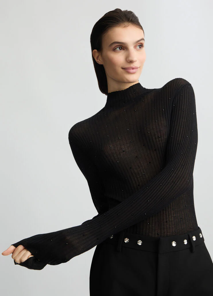 Black jumper with rhinestones