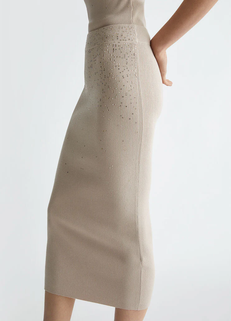 Midi skirt with dégradé rhinestones