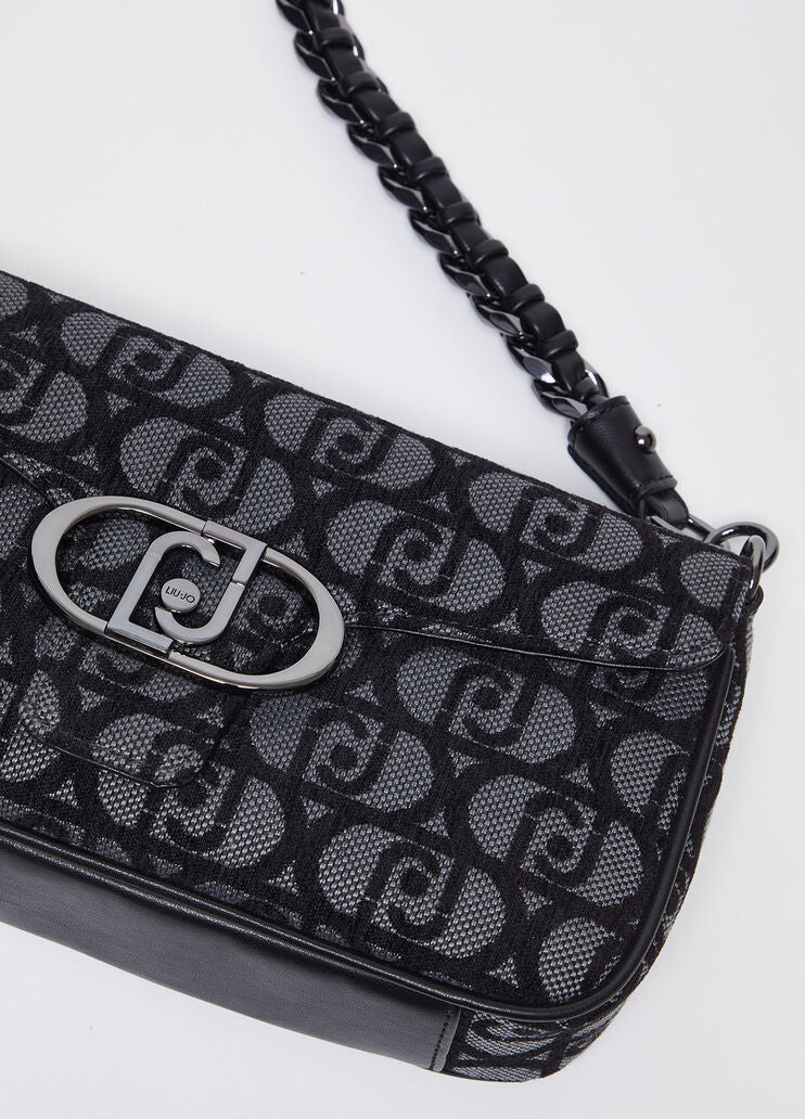 Jacquard shoulder bag with logo