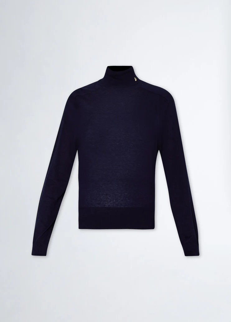 Cotton and cashmere polo-neck