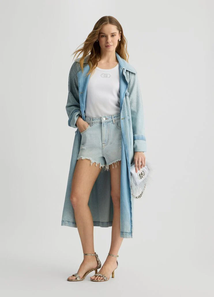 Denim shorts with gemstones