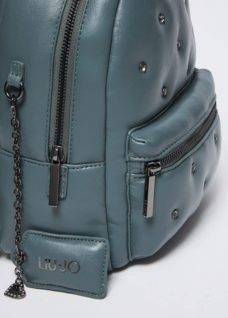 Glossy backpack with rhinestones