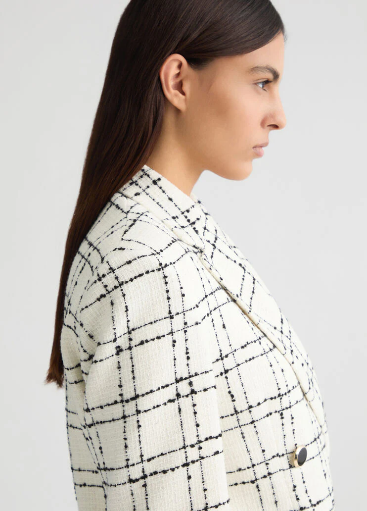 White chequered blazer