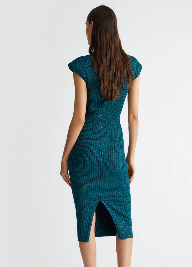 Lurex knit midi dress