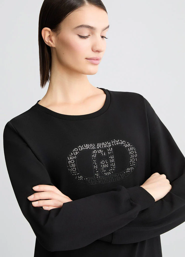 Sweatshirt with logo and gemstones