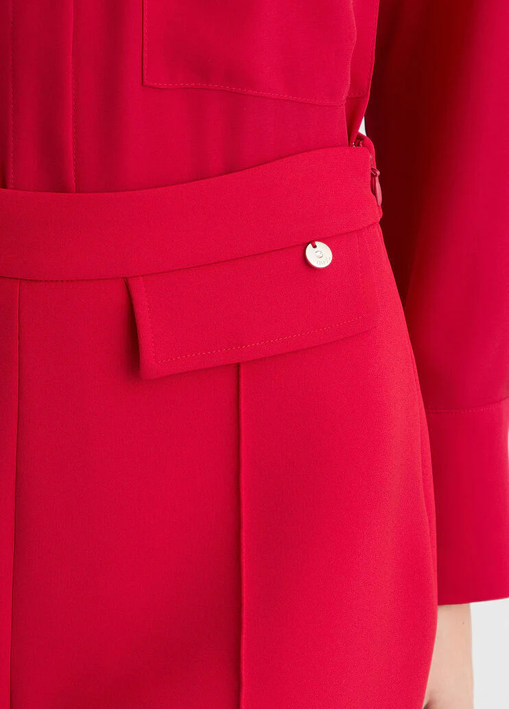 Red high-rise shorts