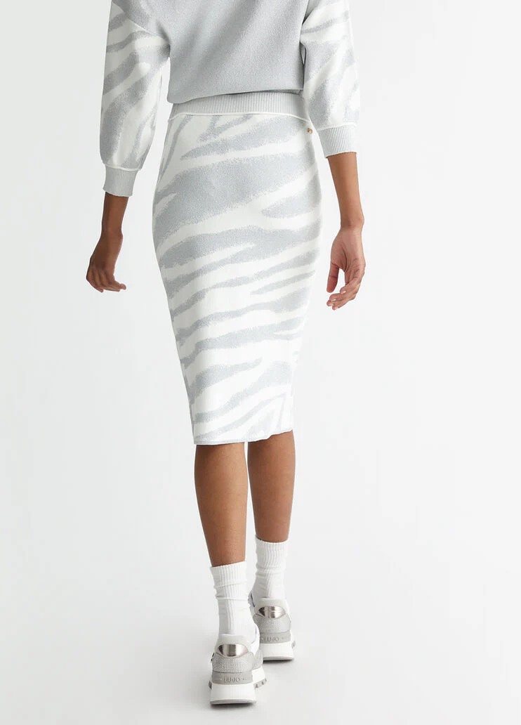 Animal-design knit skirt