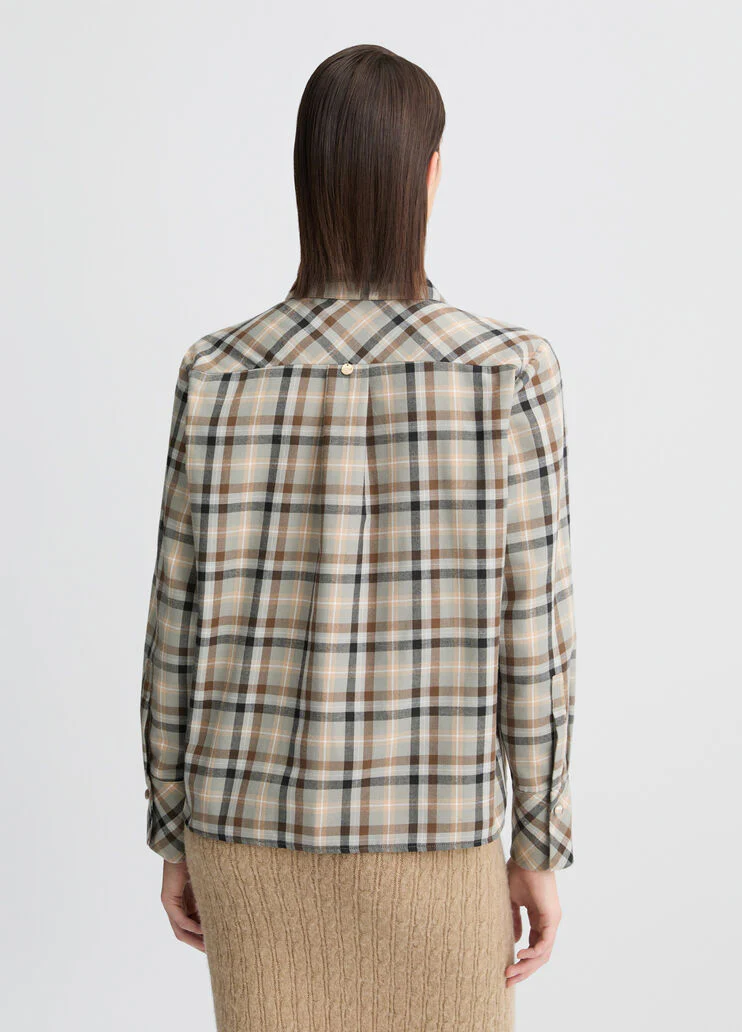 Checked shirt with bejewelled embroidery