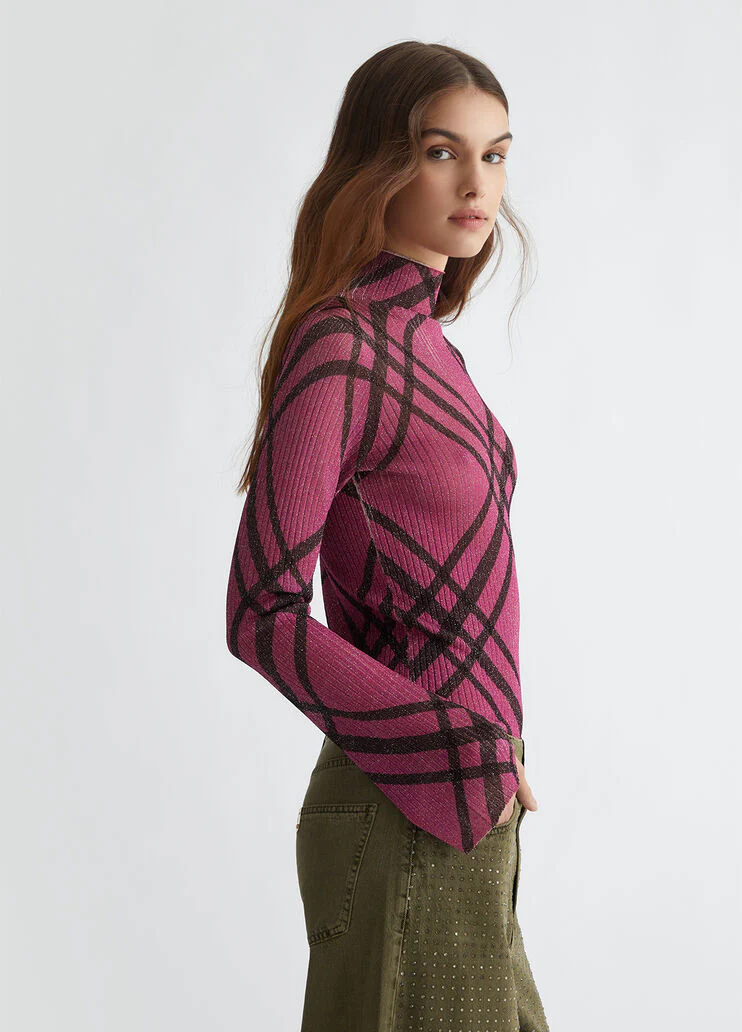 Chequered lurex sweater