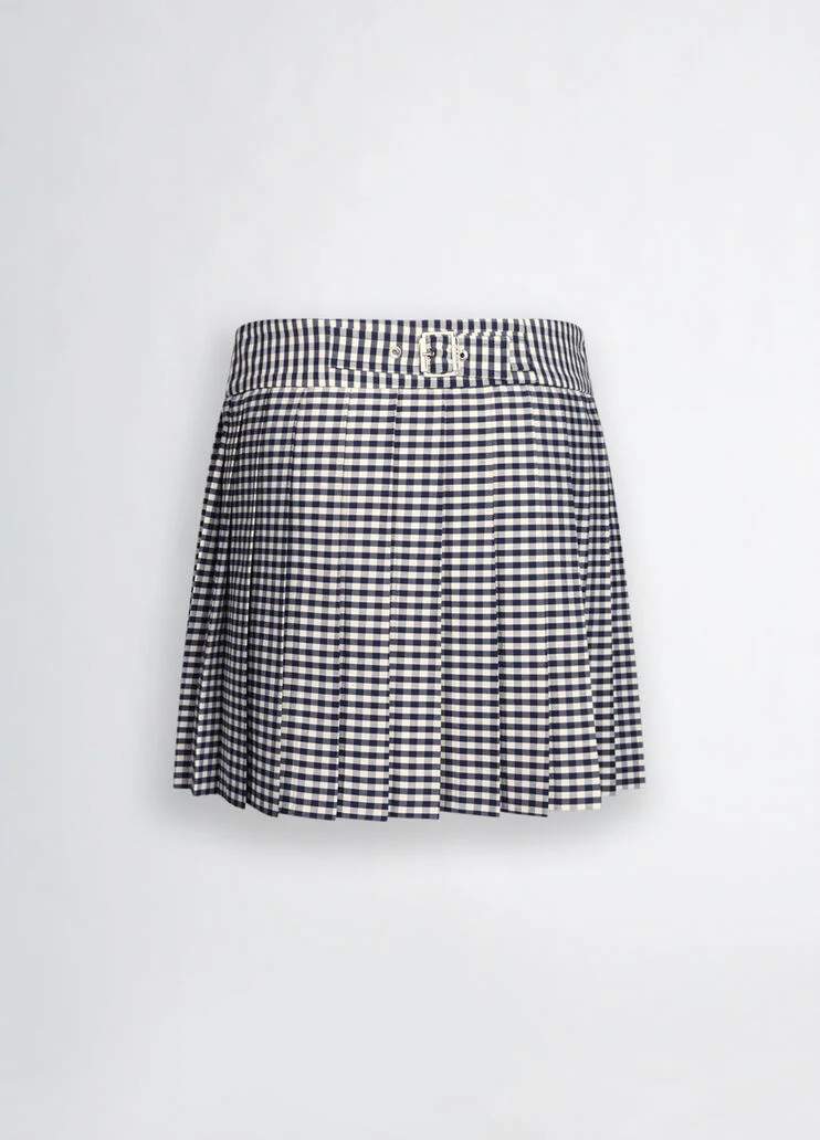 Pleated chequered miniskirt