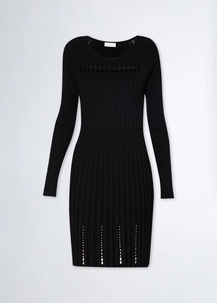 Rib-knit dress with studs