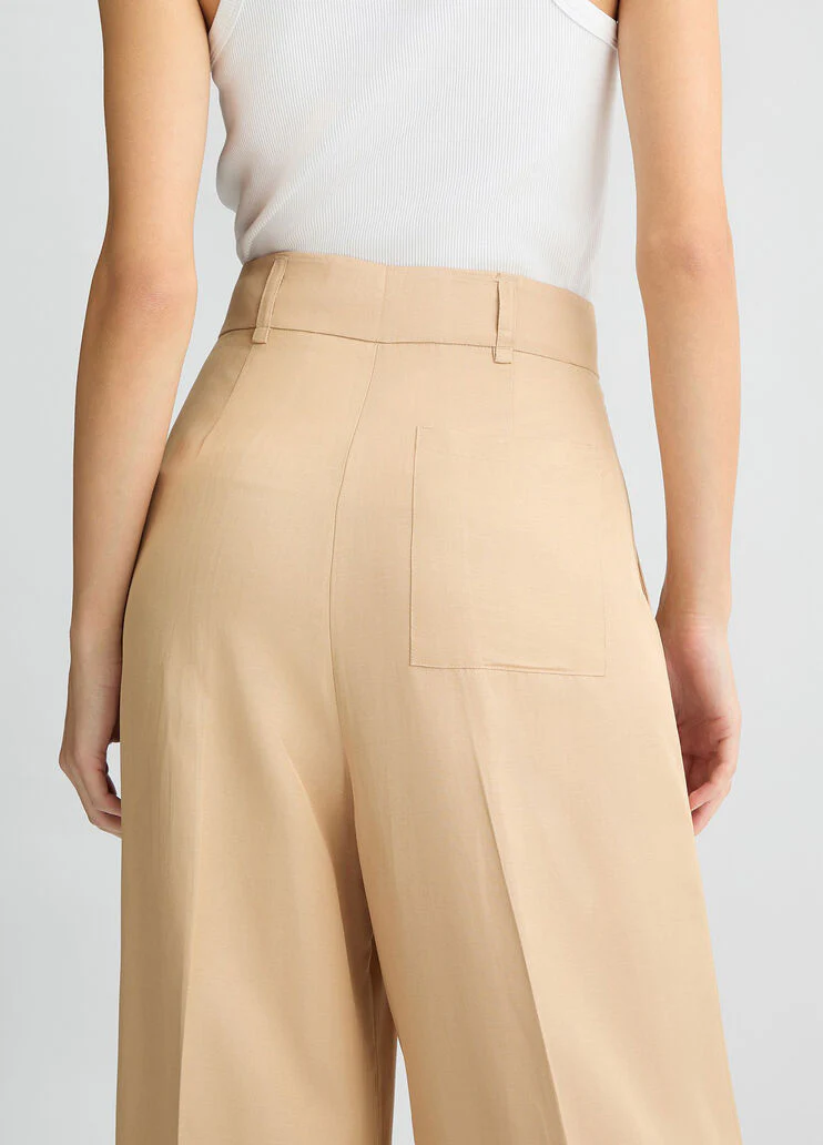 Beige wide-leg trousers