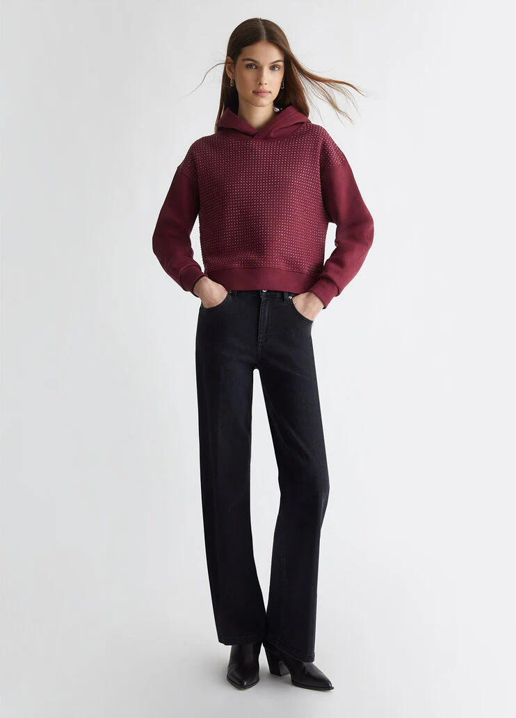 Sweatshirt with rhinestones