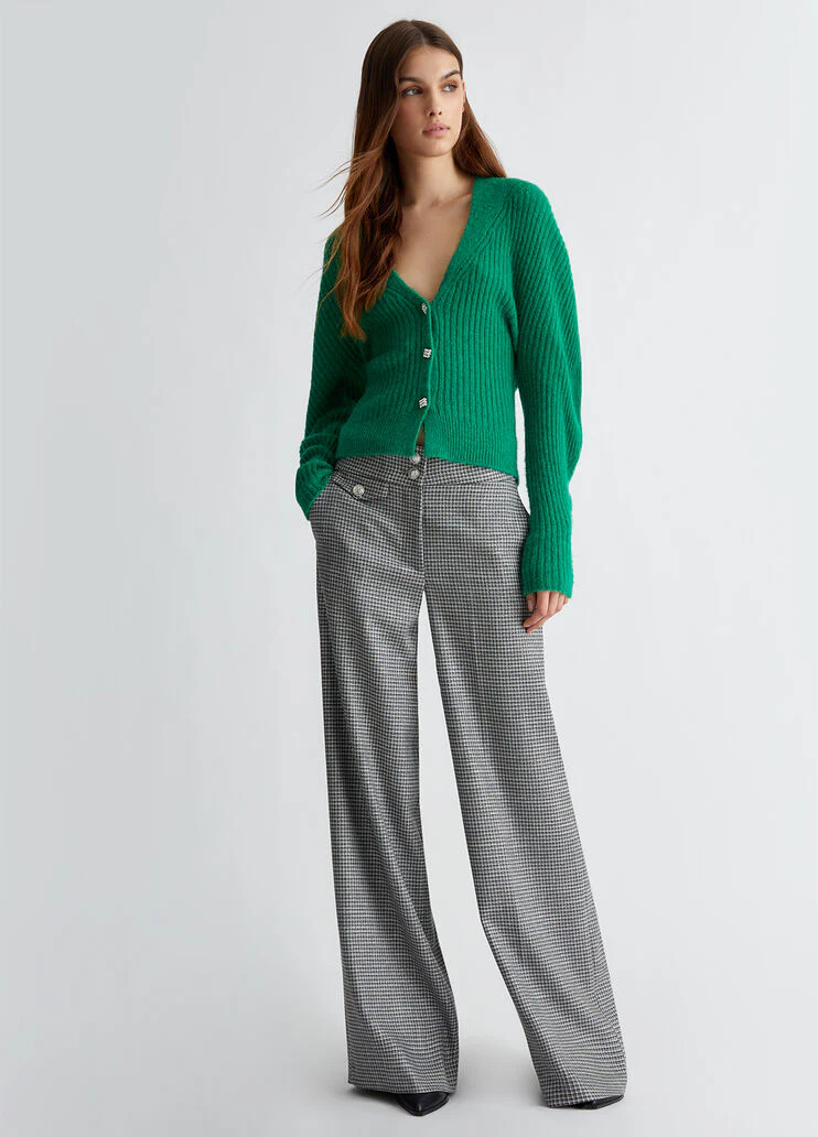 Check palazzo trousers