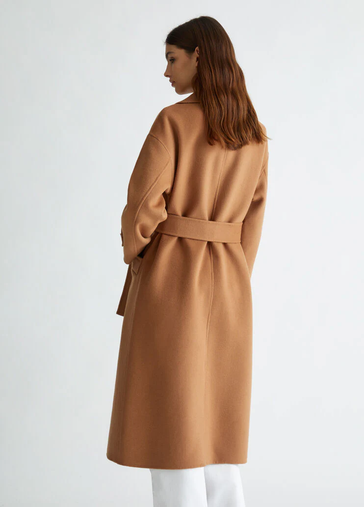 Belted wool-blend coat