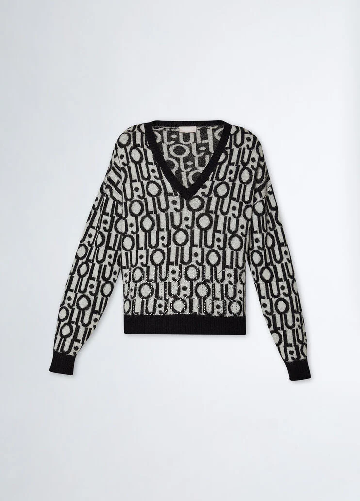 Jumper with jacquard logo