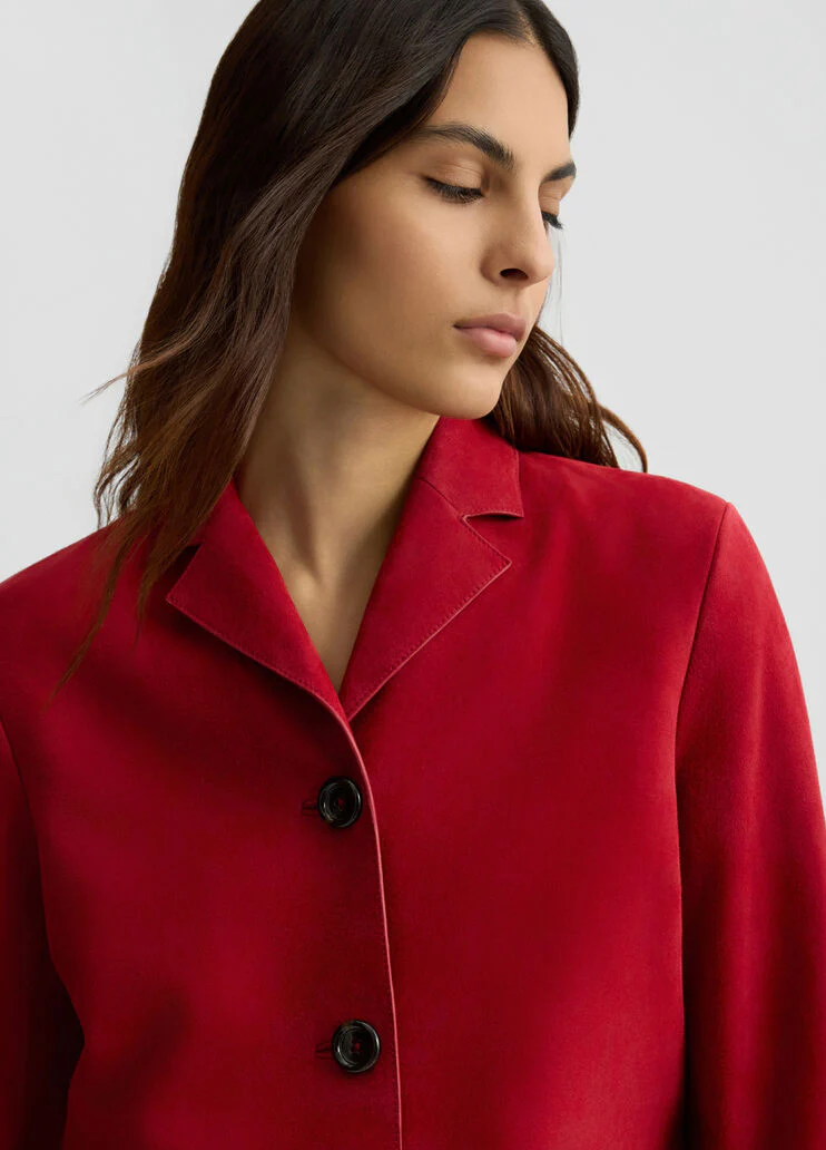 Red suede boxy jacket