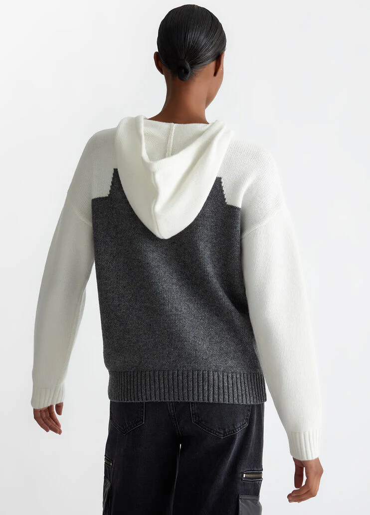 Wool-blend sweater with hood