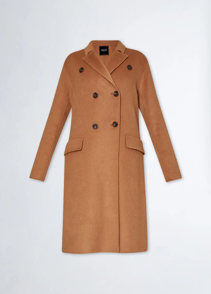 Double-breasted wool-blend coat